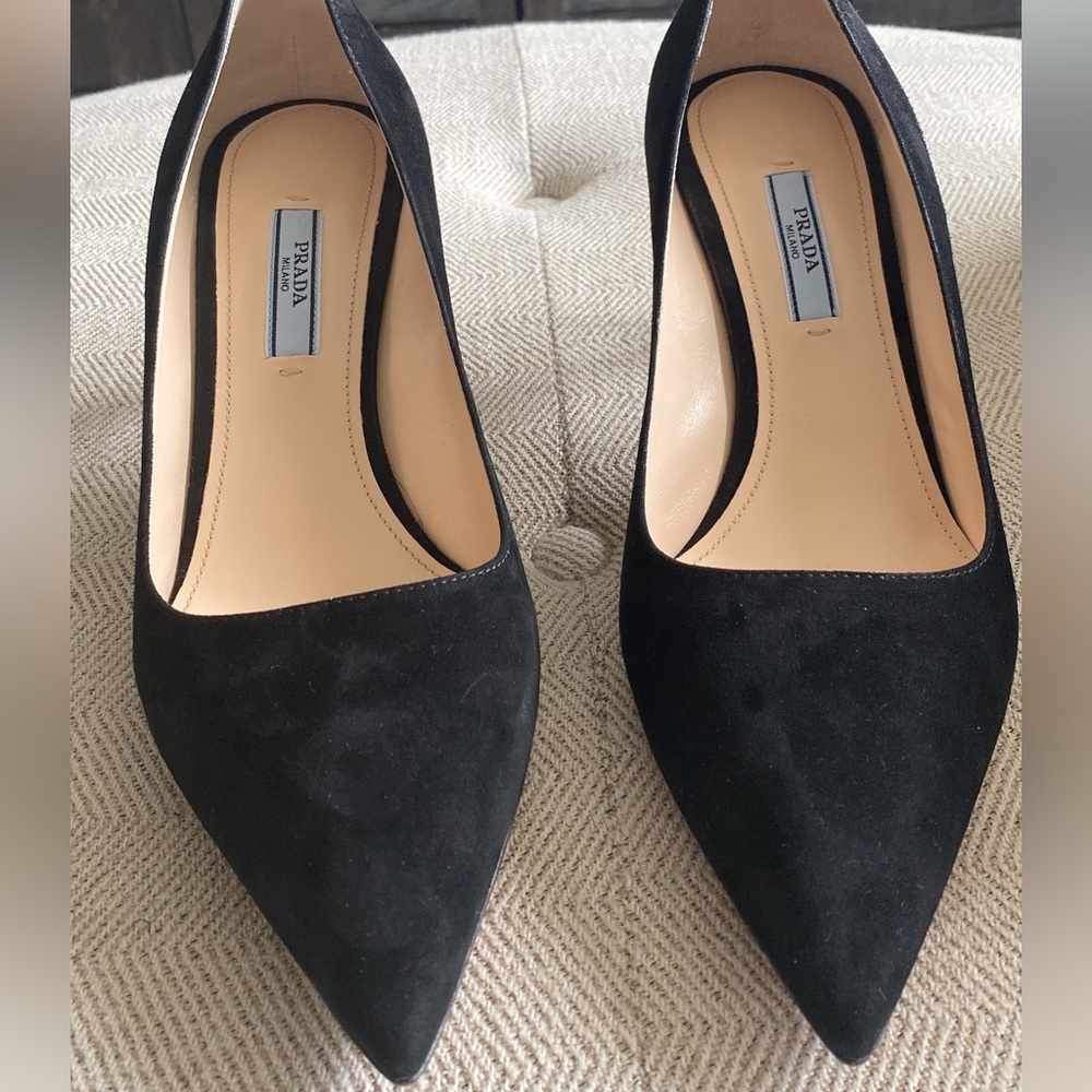 SOLD ON FB - Like new black suede Prada heels
